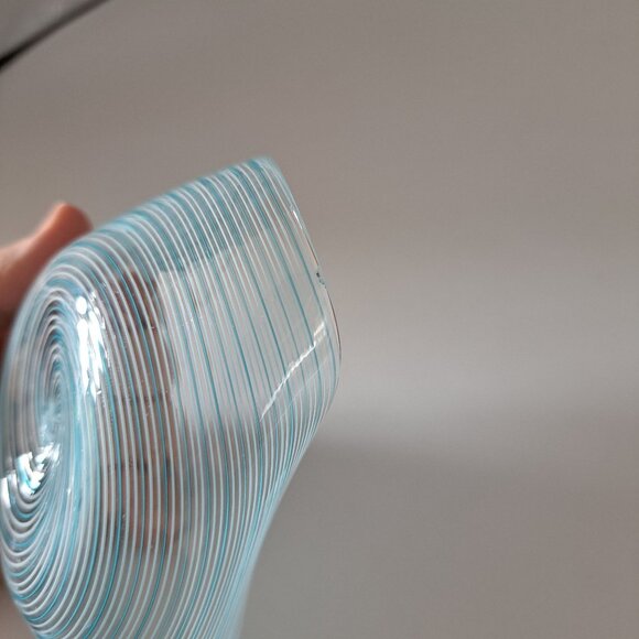 Murano Glass Spiral Design Pin Dish Blue Clear Glass Home Decor - Picture 14 of 14